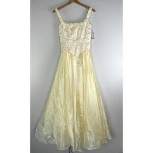 NWT Vintage Aspeed Dress Yellow Princess Fairy Satin Organza GownY2K Prom XXS/XS